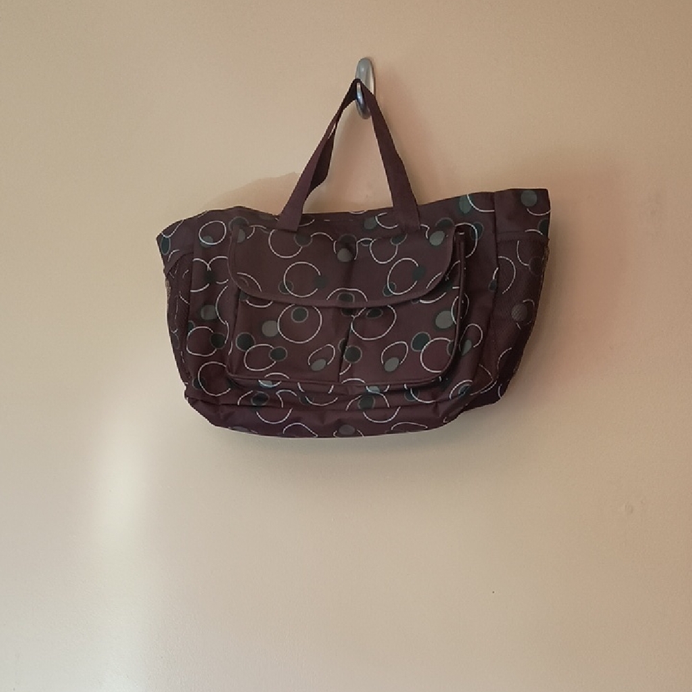 Burgundy, Gray, and White Tote Bag